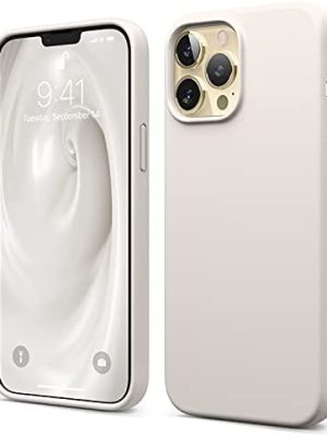 elago Compatible with iPhone 13 Pro Max Case, Liquid Silicone Case, Full Body Screen Camera Protective Cover, Shockproof, Slim Phone Case, Anti-Scratch Soft Microfiber Lining, 6.7 inch (Stone)