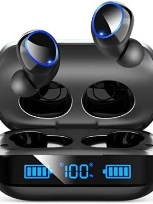 HIYDOO Bluetooth Headphones, True Wireless Earbuds 91Hrs Playback with 1800mAh Charging Case for Android Phone, Small in-Ear Invisible Earphone with Microphone for iPhone PC Computer Laptop Sports