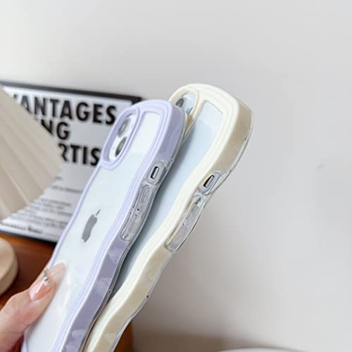 Caseative Cute Curly Wave Frame Shape Shockproof Soft Compatible with iPhone Case (White,iPhone 13 Pro Max) - Image 3