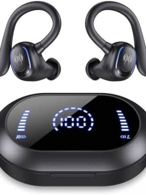 PSIER Wireless Earbuds Bluetooth Headphones 50 Hours Playtime Bluetooth 5.3 Digital LED Display Over-Ear Earphones with Earhook Sports Headphones IPX7 Waterproof Headsets with Mic for Running Workout