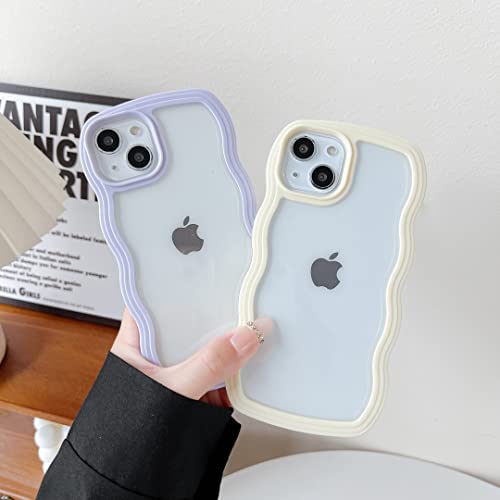 Caseative Cute Curly Wave Frame Shape Shockproof Soft Compatible with iPhone Case (White,iPhone 13 Pro Max) - Image 2