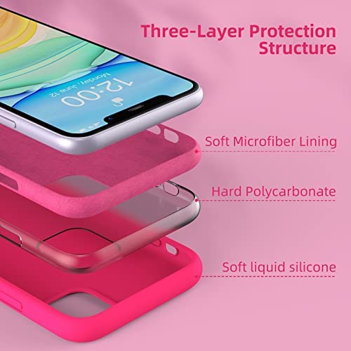 K TOMOTO Liquid Silicone Case Compatible with iPhone 11 (6.1"), Full Body Protection Gel Rubber Cover with Soft Microfiber Lining, Scratch Resistant Shockproof Protective Phone Case, Neon Pink - Image 4