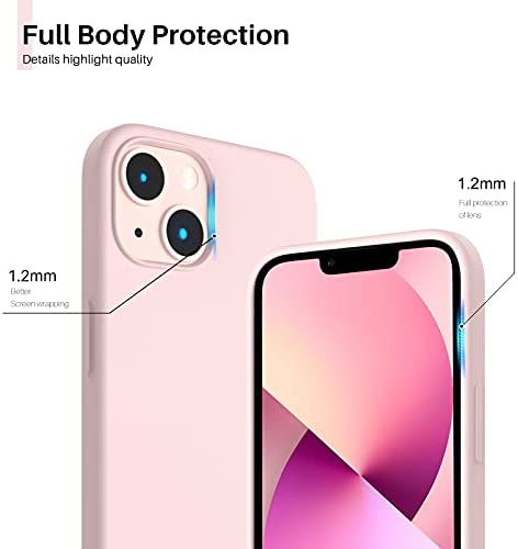 ORNARTO Compatible with iPhone 13 Case 6.1, Slim Liquid Silicone 3 Layers Full Covered Soft Gel Rubber Case Cover 6.1 inch-Chalk Pink - Image 4