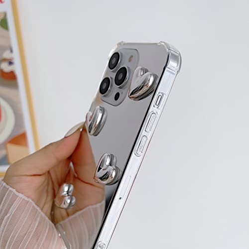 Shinymore iPhone 14 Pro Max Mirror Case Flexible Cute Heart Soft Silicone Clear Makeup Mirror Women Girls Shockproof Protect Cover Case for iPhone 14 Pro Max - Image 6