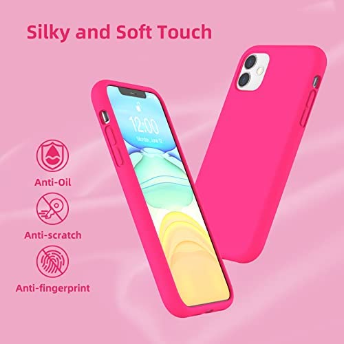 K TOMOTO Liquid Silicone Case Compatible with iPhone 11 (6.1"), Full Body Protection Gel Rubber Cover with Soft Microfiber Lining, Scratch Resistant Shockproof Protective Phone Case, Neon Pink - Image 3