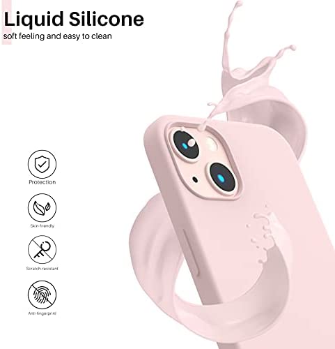 ORNARTO Compatible with iPhone 13 Case 6.1, Slim Liquid Silicone 3 Layers Full Covered Soft Gel Rubber Case Cover 6.1 inch-Chalk Pink - Image 3