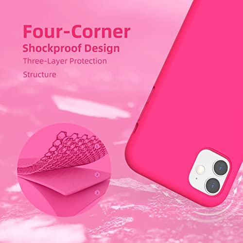 K TOMOTO Liquid Silicone Case Compatible with iPhone 11 (6.1"), Full Body Protection Gel Rubber Cover with Soft Microfiber Lining, Scratch Resistant Shockproof Protective Phone Case, Neon Pink - Image 5