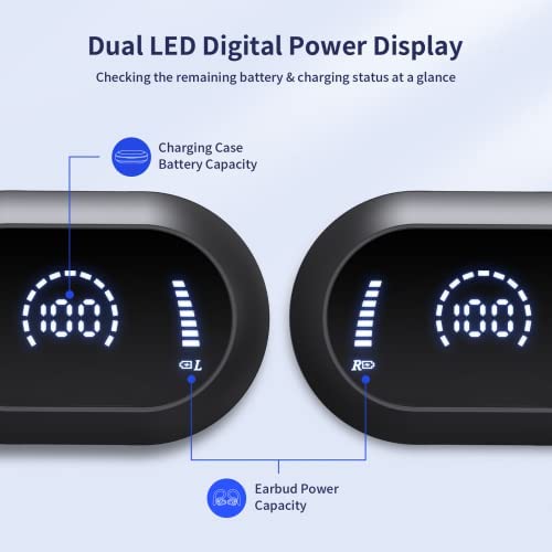 PSIER Wireless Earbuds Bluetooth Headphones 50 Hours Playtime Bluetooth 5.3 Digital LED Display Over-Ear Earphones with Earhook Sports Headphones IPX7 Waterproof Headsets with Mic for Running Workout - Image 3