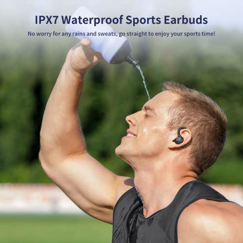 PSIER Wireless Earbuds Bluetooth Headphones 50 Hours Playtime Bluetooth 5.3 Digital LED Display Over-Ear Earphones with Earhook Sports Headphones IPX7 Waterproof Headsets with Mic for Running Workout - Image 7