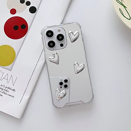 Shinymore iPhone 14 Pro Max Mirror Case Flexible Cute Heart Soft Silicone Clear Makeup Mirror Women Girls Shockproof Protect Cover Case for iPhone 14 Pro Max - Image 7