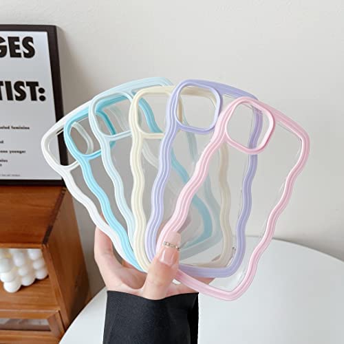 Caseative Cute Curly Wave Frame Shape Shockproof Soft Compatible with iPhone Case (White,iPhone 13 Pro Max) - Image 5