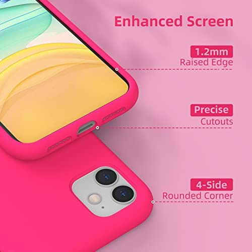 K TOMOTO Liquid Silicone Case Compatible with iPhone 11 (6.1"), Full Body Protection Gel Rubber Cover with Soft Microfiber Lining, Scratch Resistant Shockproof Protective Phone Case, Neon Pink - Image 2