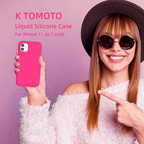 K TOMOTO Liquid Silicone Case Compatible with iPhone 11 (6.1"), Full Body Protection Gel Rubber Cover with Soft Microfiber Lining, Scratch Resistant Shockproof Protective Phone Case, Neon Pink - Image 7