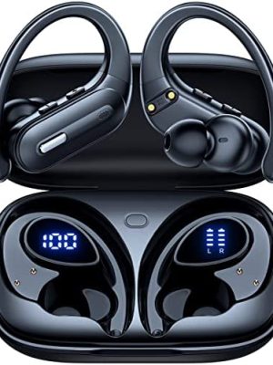 Wireless Earbuds Bluetooth 5.3 Headphones 60 Hrs Playtime Sports Ear buds with Wireless Charging Case & LED Power Display Over-ear Earphones with Earhooks Waterproof Stereo Bass Headset for Workout