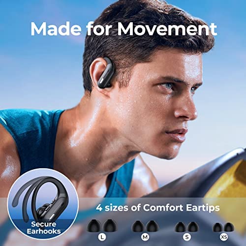 Wireless Earbuds Bluetooth 5.3 Headphones 60 Hrs Playtime Sports Ear buds with Wireless Charging Case & LED Power Display Over-ear Earphones with Earhooks Waterproof Stereo Bass Headset for Workout - Image 5
