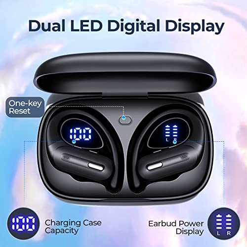 Wireless Earbuds Bluetooth 5.3 Headphones 60 Hrs Playtime Sports Ear buds with Wireless Charging Case & LED Power Display Over-ear Earphones with Earhooks Waterproof Stereo Bass Headset for Workout - Image 2